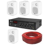 IMPIANTO AUDIO FILODIFFUSIONE PUB LOCALI LINEA 100V amplificatore + 4 diffusori acustici casse parete + 100 mt. cavo