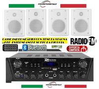 IMPIANTO AUDIO PER ESTERNO FILODIFFUSIONE LOCALI 4 CASSE+AMPLIFICATORE RADIO FM