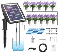 Impianto Automatica Solare Kit, Sistema Automatico di Irrigazione del Giardino, 100% Antisifone Kit di Irrigazione Automatica per Vasi con 15m Tubo di Irrigazione, 6 Modalità di Temporizzazione