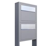 Impianto Buca Lettere, Casella Postale Cassetta della Posta Design Elegance For Two Grigio Metallizzatoin Acciaio Inox