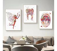 Impianto Dentale, Acquerello, Dipinto Su Tela, Fatina Dei Denti, Poster D'Arte Dentale, Anatomia Del Dentista, Stampa, Quadri Da Parete, Decorazione Per Clinica Ospedaliera 50X70Cmx3Pcs Senza Telaio