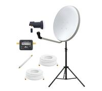 Impianto satellitare 60 cm campeggio set completo antenna treppiede cavo LNB ...