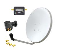 Impianto satellitare 60 cm Digital Quad LNB Satfinder 4 partecipanti HD anten...