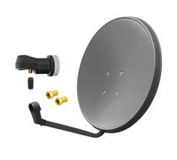 Impianto satellitare 60 cm grigio singolo LNB 1 partecipante HD parabola sate...