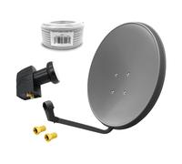 Impianto satellitare 60 cm grigio Twin LNB 2 partecipanti 20 m cavo coassiale...