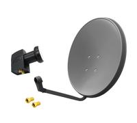 Impianto satellitare 60 cm grigio Twin LNB 2 partecipanti HD parabola satelli...