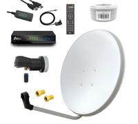 Impianto satellitare 60 cm set completo singolo LNB HD ricevitore 10 m cavo...