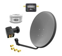 Impianto satellitare digitale 60 cm Quad LNB Satfinder 10 m cavo 135 dB 4 par...