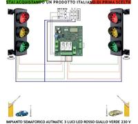 Impianto Semaforico 3 Luci Led Rossi Gialli Verdi 230 V 2 Coppie Fotocellule Pri