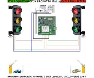Impianto Semafori Funziona In Automatico 3 Luci Led Rosso Gialla Verde 230 V 3 W