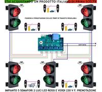 Impianto Semaforico 5 Semafori 2 Luci 24 Led Rossa Verde 230 V Controllo 5 Fotoc