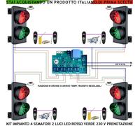 Impianto Semaforico Diritto Arrivo 4 Semafori 2 Luci Rossa Verde 230 V 4 Fotocel