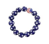 Impilabile Perla 4 Anelli Naturali Bracciale Gioielli Fascino Braccialetto Regalo Per Donna Uomini Bandiera Stampa Strato Braccialetto Elastico Per Donne Uomini Colori Perla Messaggi Gioielli, Taglia