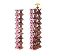 Impilabile Scarpiera A 2-9 Ripiani, Scaffale Portascarpe In Plastica Per Piccoli Spazi, Scaffale Portaoggetti Modulare Verticale, Organizer Per Scarpe Facile Da Montare(Pink,26*24*17.5 cm(Odd))
