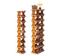 Impilabile Scarpiera A 2-9 Ripiani, Scaffale Portascarpe In Plastica Per Piccoli Spazi, Scaffale Portaoggetti Modulare Verticale, Organizer Per Scarpe Facile Da Montare(Orange,26*24*129.5 cm(Odd))