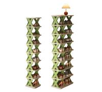 Impilabile Scarpiera A 2-9 Ripiani, Scaffale Portascarpe In Plastica Per Piccoli Spazi, Scaffale Portaoggetti Modulare Verticale, Organizer Per Scarpe Facile Da Montare(Green,26*48*50.5 cm(Even))
