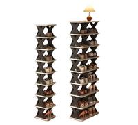 Impilabile Scarpiera A 2-9 Ripiani, Scaffale Portascarpe In Plastica Per Piccoli Spazi, Scaffale Portaoggetti Modulare Verticale, Organizer Per Scarpe Facile Da Montare(Black,26*24*129.5 cm(Odd))
