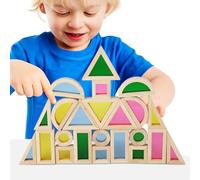 impilabili in legno - Set di giocattoli da castello da 24 pezzi, strumenti didattici educativi | Forma prescolare colore sviluppo cognizione giochi per bambini divertimento creativo