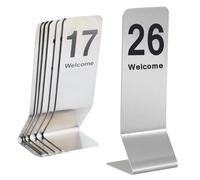 Impilabili Numero Segnale da Tavolo Doppia Faccia, Numeri di Posto Facile Trovare Un Posto, Tavolo Segno per Matrimonio Numerazione 1-25 1-50, Cartello in Acciaio Inox(1-25)