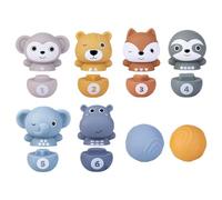 Impilabili Per Bambini - Torre Da Bowling In Morbida, Cubi Didattici A Forma Di Colore, Set Di Attività Con Palla Da Prendere A Mano | Giocattolo Educativo Precoce Per Lo Sviluppo Sensor