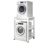 Impilamento per lavatrice e asciugatrice Lavanderia Scaffale per lavatrice e asciugatrice, Bagno Lavatrice con telaio intermedio Altezza regolabile, Cucina Balcone Rack di stoccaggio impilabile per as
