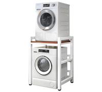 Impilamento per lavatrice e asciugatrice Lavanderia Scaffale per lavatrice e asciugatrice, Bagno Lavatrice con telaio intermedio Altezza regolabile, Cucina Balcone Rack di stoccaggio impilabile per as