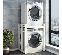 Impilamento per lavatrice e asciugatrice Regolabile Bagno Telaio intermedio per lavatrice, Scaffale salvaspazio per lavatrice e asciugatrice, Lavanderia Ripostiglio sopra le lavatrici (Size : White R