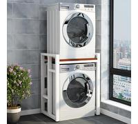 Impilamento per lavatrice e asciugatrice Regolabile Bagno Telaio intermedio per lavatrice, Scaffale salvaspazio per lavatrice e asciugatrice, Lavanderia Ripostiglio sopra le lavatrici (Size : White R