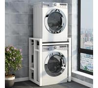 Impilamento per lavatrice e asciugatrice Regolabile Bagno Telaio intermedio per lavatrice, Scaffale salvaspazio per lavatrice e asciugatrice, Lavanderia Ripostiglio sopra le lavatrici (Size : White R