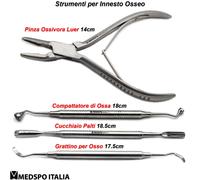 Implantologia Innesto Osseo Dentale Pinza Ossivora Luer Grattino Osso Plugger CE