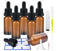 Impoditiongs 6 Pezzi Marrone Bottiglie Contagocce Vetro 30 ml, Flaconi Ricaricabili, con 1 imbuto e 1 pipette contagocce, per oli essenziali, formule, profumi e altri liquidi