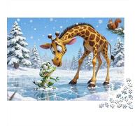 Impossible Cartoon Giraffe Frog Ice 1000 Piece Jigsaw Puzzle, Animal Art Print, Fun Family Game, Gift for Adults