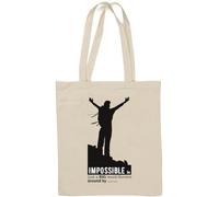 Impossible is just a big word thrown around by small men borsa tote in cotone naturale bianco