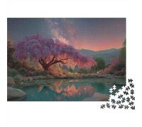 Impossible Purple Willow Tree Lake 1000 Piece Jigsaw Puzzle, Landscape Art Print, for Adults