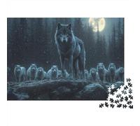 Impossible Wolf Pack Walking Night 1000 Piece Puzzle, Animal Art Print, for Adults