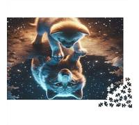 Impossible Wolf Starry Night Reflection 1000 Piece Puzzle, Animal Art Print, Educational Toy, Creative Gift
