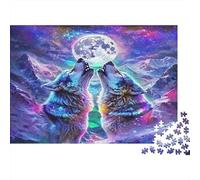Impossible Wolves Howling Full Moon 1000 Piece Puzzle, Animal Art Print, Fun Family Game, Gift for Adults