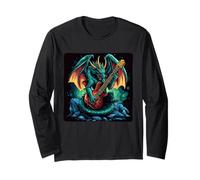 Imposta Il Ritmo con Questa Chitarra Che Suona Il Drago Maglia a Manica