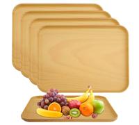 imposyu 5 Pezzi Vassoio Plastica Rettangolare Riutilizzabile Vassoio da Portata con Venature del Legno Antiscivolo Vassoio per Buffet Dolci Frutta Pane (30,5x22cm, Giallo)