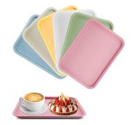 imposyu 6 Pezzi Vassoio Plastica Rettangolare Riutilizzabile Piccolo Vassoio da Portata Plastica Vassoio da Cucina per Dolci Biscotti Frutta Pane (24,8×17,8 cm, 6 Colori)
