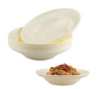 imposyu 6 piatti fondi, in plastica, riutilizzabili, 20,5 x 4,5 cm, colore crema, per tagliatelle, insalate, bistecche