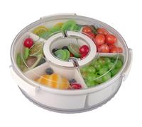 imposyu Contenitore per Snack Rotondo con Coperchio e 6 Scomparti, Girevole, per Snack, Noci, Frutta, Dia 32cm