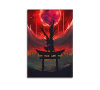 Impr Poster decorativo da parete a tema anime Ryuk Hell con luna di sangue, poster decorativo su tela, poster decorativo moderno, per camera da letto, 20 x 30 cm