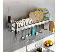 IMPREC Credenza Cucina Moderna, Scolapiatti in Acciaio Inossidabile sopra Il Lavello Scolapiatti con Portautensili Salvaspazio (Color : Silver, Size : 60x23.5x12cm)