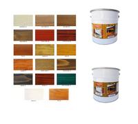 Impregnante cerato a solvente da 5 litri in vari colori + Flatting cerato a solvente trasparente satinato o lucido da 5 litri per legno da interni ed esterni (LUCIDO, 114 - Mogano)