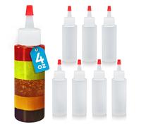 IMPRESA Confezione da 8 Bottiglie e Tappi in plastica da 4 Once, Senza BPA, Senza Lattice, per Uso Alimentare, Ideali per glassa, Decorazione di Biscotti, salse, condimenti, Arte