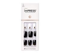 imPRESS Design, Press On Nails, Midnight Drive, Bianco e Nero, Corto, Dimensione, Squoval, Forma, Include 30 Chiodi, Blocco Preparazione, Foglio di istruzioni, 1 Manicure Stick, 1 Mini File