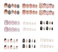 Impress Press On Nails Short, Elegant Touch False Nails, Acrylic Glue On Nails French Manicure Stick On Nails with Nail Glue(C)