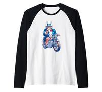 Impressionante America Uncle con Moto per Sam e Moto Maglia con Maniche Raglan