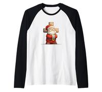 Impressionante Babbo Natale Come Gesù Cristo Grafica Maglia con Maniche Raglan